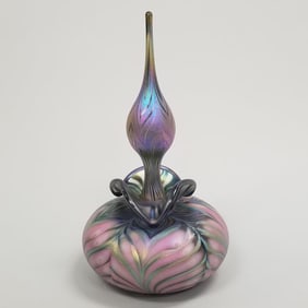 Daniel Lotton signed & dated 2008 perfume/ cologne art glass bottle with stopper- 10 3/4"H