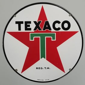 Texaco porcelain single sided advertising sign- 15"D