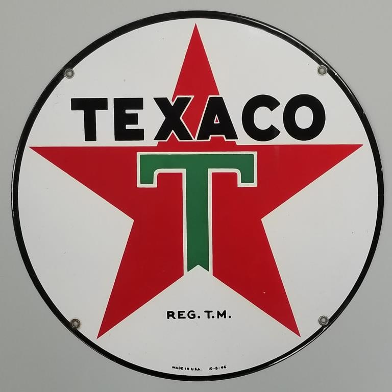 Texaco porcelain single sided advertising sign- 15"D (1 of 6)