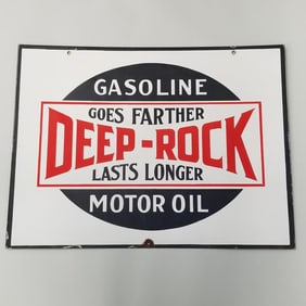 Deep Rock motor oil/ gasoline double sided porcelain advertising sign- 24"H 32"W