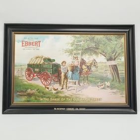 Original Ebbert Wagon- Owensboro, KY advertising  tin sign- self framed- 25 1/2"H 37 1/2"W