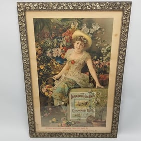 Deering Improved Steel Binder advertising paper litho in original frame- 39 1/2"H 26 3/4"W framed