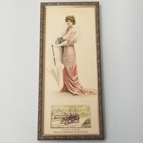 National Radiators for Ford Cars advertising 1914 paper litho- 27 5/8"H 12 1/4"W framed O.D.