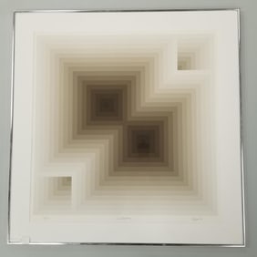 Jurgen Peters 1977 pencil signed & numbered 85/200 serigraph "Simultaneous" 30 3/4"H 30 1/4"W