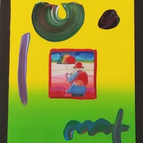 Peter Max "Umbrella Man" mixed media on paper- signed lower right- dated 2009- catalogue #254982 on