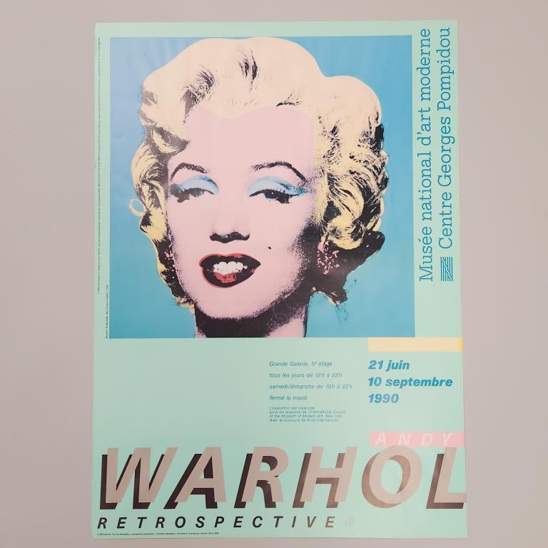 Andy Warhol Retrospective exhibition poster- 1990- Paris- unframed- 27 1/2"H 19 1/2"W (1 of 13)