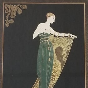 Erte "Romain de Tirtoff (Emerald Night)" framed offset lithograph (wear to frame) 23 1/2"H 19 1/2"W