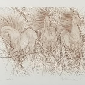 Guillaume Azoulay "Andante" framed pencil signed & numbered 26/230 etching - 25 3/4"H 28 1/4"W