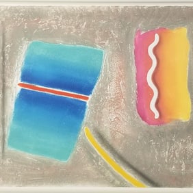 Alain Berck-Vitz pencil signed & numbered 68/90 color lithograph (crack to lower portion glass) 33