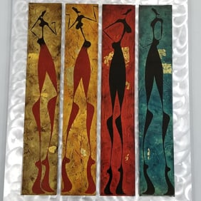 Large 4-panel multimedia artwork- 59 1/2"H 48"W