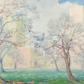 Chas (Charles) St. Pierre signed & dated '14 oil painting on board- 15 1/4"H 18 3/8"W framed O.D.