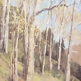 Roger Dale Brown signed oil painting "Spring Pastels" 37"H 31"W framed O.D.