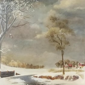 D.S. Kearns signed oil painting on canvas- landscape- 19 1/4"H 25 1/4"W framed O.D.