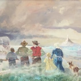 Charles Hargens signed oil painting on canvas- 28 7/8"H 48 7/8"W