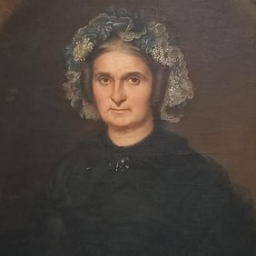 Antique signed Papin? portrait oil painting on canvas- 37 1/4"H 32 1/2"W framed O.D.