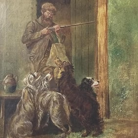 (Thomas Dalton) Beaumont- W. Virginia signed oil painting  on canvas- horses (losses to frame)- 23"H