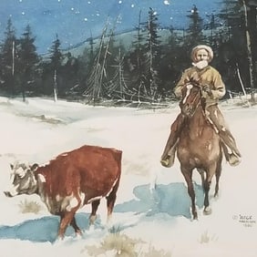 Mick Harrison signed and dated 1980 watercolor "24 Hours a Day, 365 Days a Year"- 19"H 23"W framed