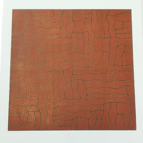 George Morrison pencil signed & dated 1983 Artist's Proof lithograph "Red Cube" 33 1/2"H 26"W framed