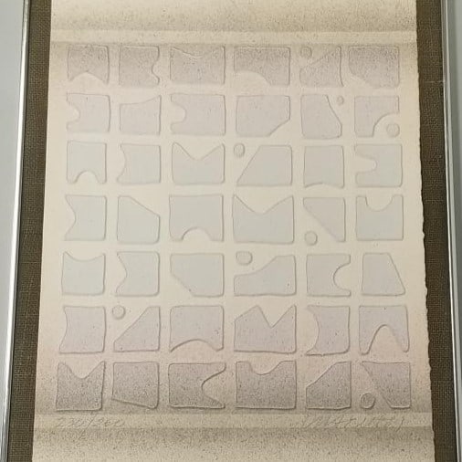 Paul Maxwell pencil signed & numbered 230/250 mixed media artwork "Ancient Tablet" with COA- 27: Paul Maxwell pencil signed & numbered 230/250 mixed media artwork "Ancient Tablet" with COA- 27 1/4"H 17 1/4"W framed O.D.