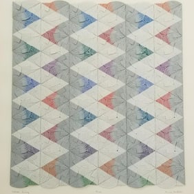 Anne Youkeles pencil signed & numbered paper sculpture "Silver Lining" 41 3/4"H 37 1/16"W framed