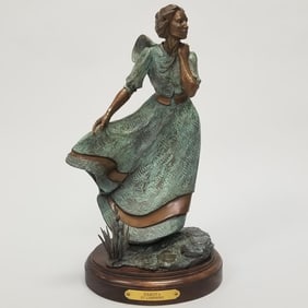 D.C. Lamphere signed & numbered 29/30 bronze "Dakota" '84 on wooden base- 18 1/2"H 10 1/2"W