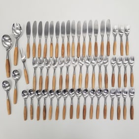 56 pieces Dansk Design Germany flatware with wooden handles