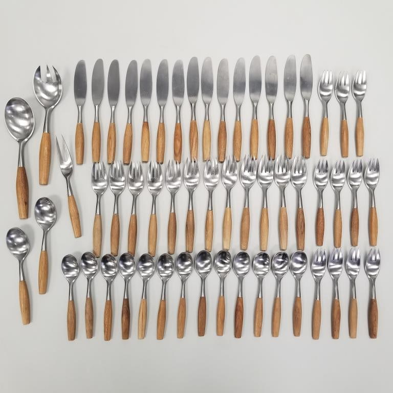 56 pieces Dansk Design Germany flatware with wooden handles (1 of 20)