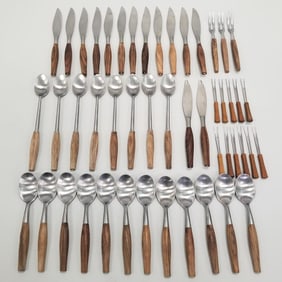 48 pieces Dansk Design Japan flatware with wooden handles