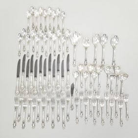 75 pieces Lunt Eloquence sterling silver flatware 106 troy oz total