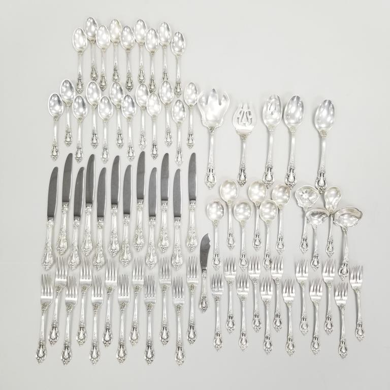 75 pieces Lunt Eloquence sterling silver flatware 106 troy oz total (1 of 13)