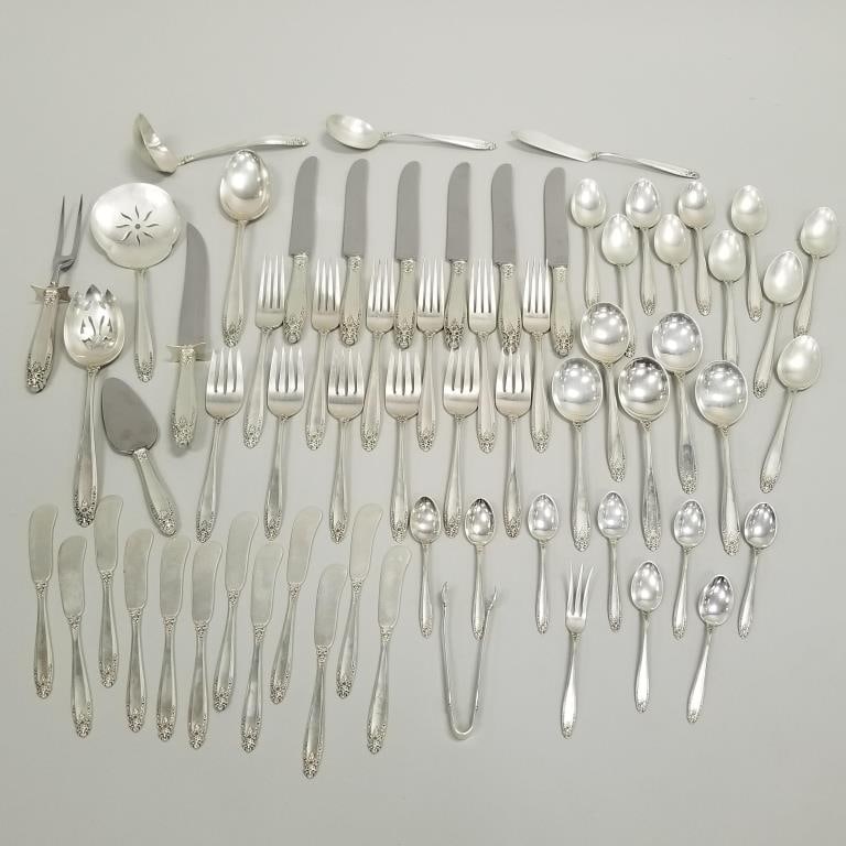 64 pcs International Prelude sterling silver flatware- 61 troy oz. total (1 of 18)