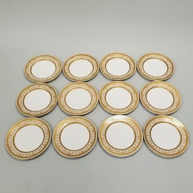 12 Wm. Guerin & Co. France Limoges dinner plates for J.A. Baillargeon & Co. - Seattle (gold loss) 10