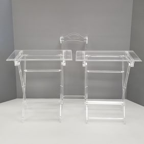 Lucite stand with 2 folding trays- 30 3/4"H 22 1/2"W 7 1/2"D complete