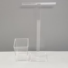 Lucite valet stand & waste basket- 40"H 18"W 8"D