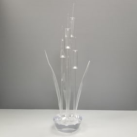 Lucite cattail sculpture- 34"H 8"D O.D.