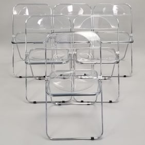 6 Anonima Castelli Italy folding chairs- 35 1/4"H 18 1/2"W 1 3/4"D closed each