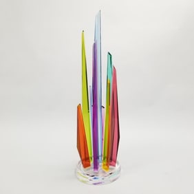Shlomi Haziza contemporary abstract multi-colored acrylic (lucite) sculpture- Ice Storm- etched
