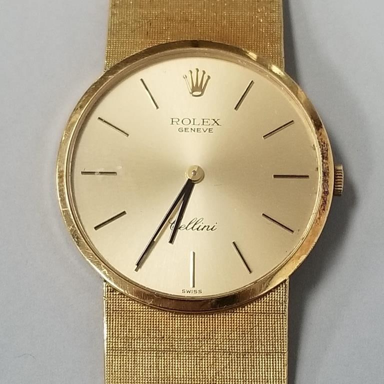 Rolex Cellini 18K yellow gold watch with champagne dial - reference #4112- 80g total; 7 1/4"L: Rolex Cellini 18K yellow gold watch with champagne dial - reference #4112- 80g total; 30mm dial diameter- 7 3/8"band length