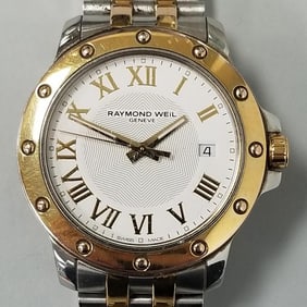 Raymond Weil Swiss watch with extra links (worn), box (as seen) & papers