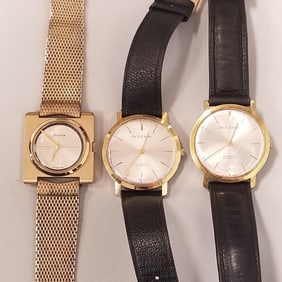 2 Hales 21 jewels wristwatches- custom made ? with names Dale Simons & Dr. D.E. Ness & Bulova Swiss