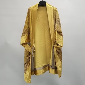 Antique Deco shawl/ wrap- silk velvet &chiffon with silver metallic tassels- 52" x 44"