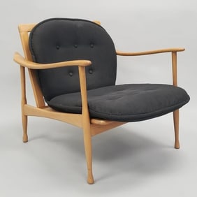 Italian mid-century modern birch lounge chair imported by Otto Gerdau (attribution) with