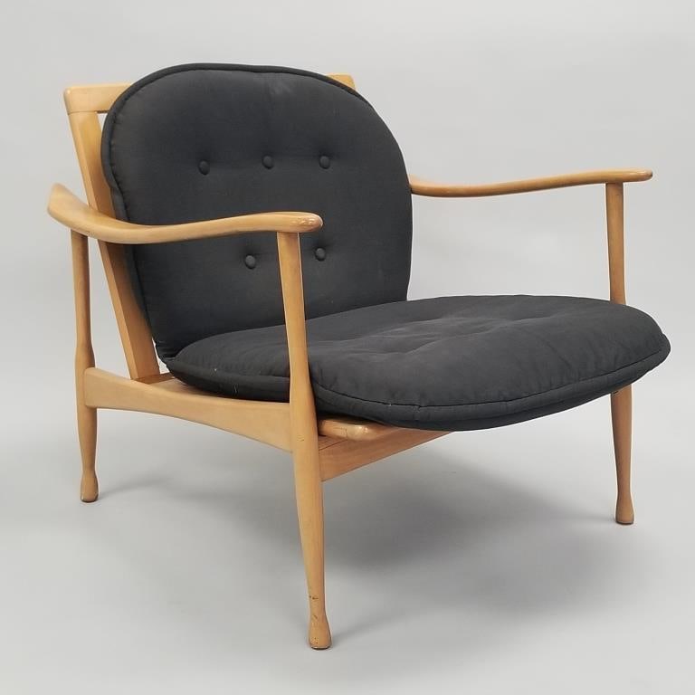 Italian mid-century modern birch lounge chair imported by Otto Gerdau (attribution) with (1 of 12)