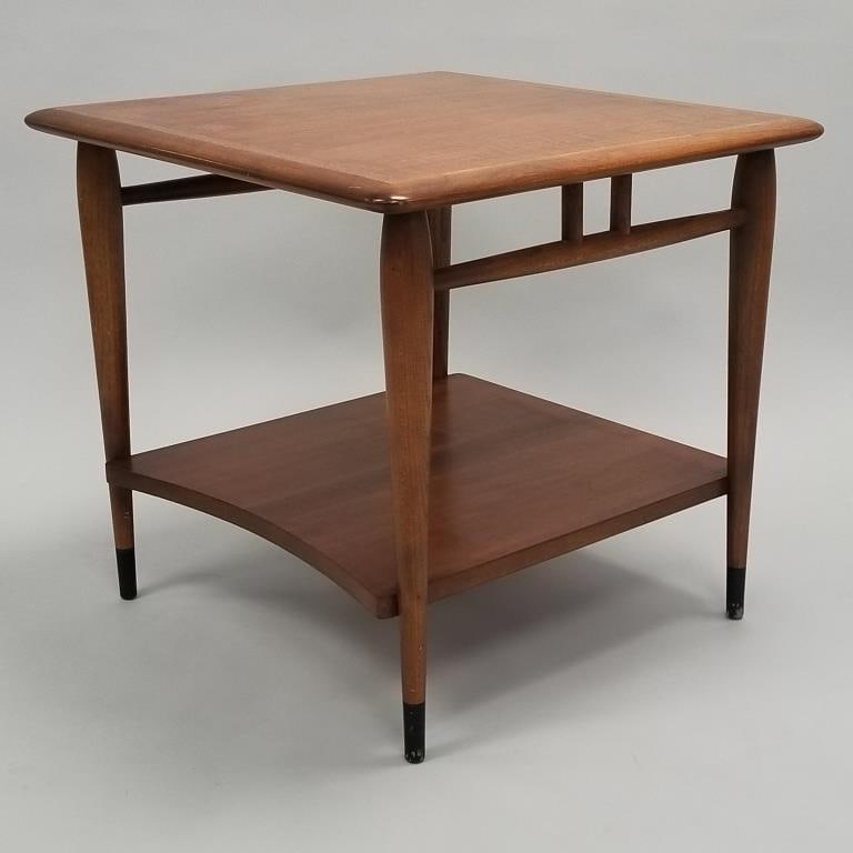 Lane mid-century walnut side table (some spotting to top) 21 1/4"H 23"W 23"D (1 of 13)