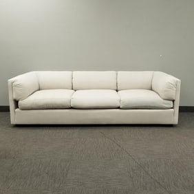 John Mascheroni designed postmodern sofa by Swaim originals (as seen- fabric sun faded) 28"H 97"W
