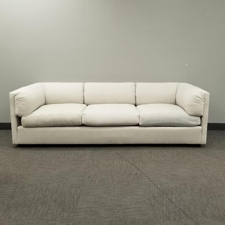 John Mascheroni designed postmodern sofa by Swaim originals (as seen- fabric sun faded) 28"H 97"W: John Mascheroni designed postmodern sofa by Swaim originals (as seen- fabric sun faded) 28"H 97"W 34"D