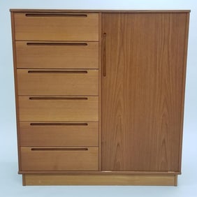 Danish teak tall wardrobe with interior drawers