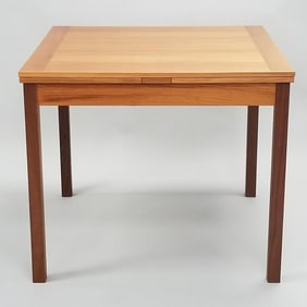 Ansager Denmark teak draw leaf dining table- 30 1/8"H 35 1/2"W  35 1/2D (15 3/4"W leaves)