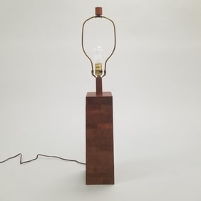 Gordon & Jane Martz wood mid-century modern table lamp with finial- unmarked- 23 1/8"H to top of