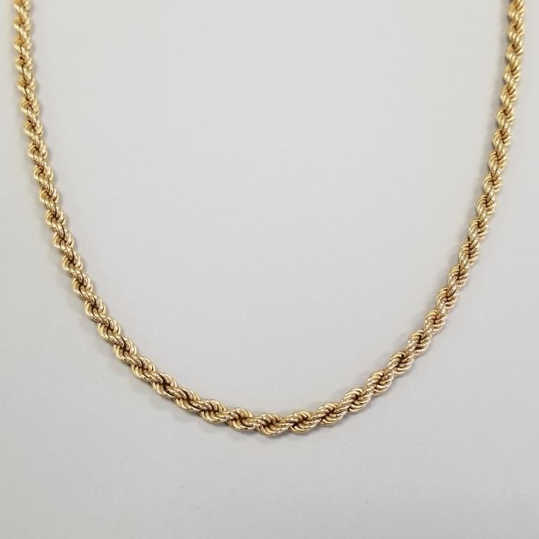 14K gold rope chain necklace- 8.9g- 20"L (1 of 7)
